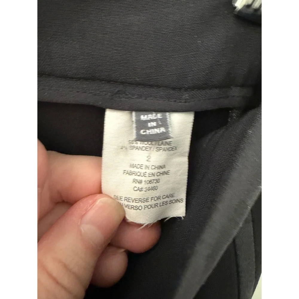 Vince Satin Trim Tuxedo Pants Black Wool Blend Low Rise Slim Fit Trousers Size 2